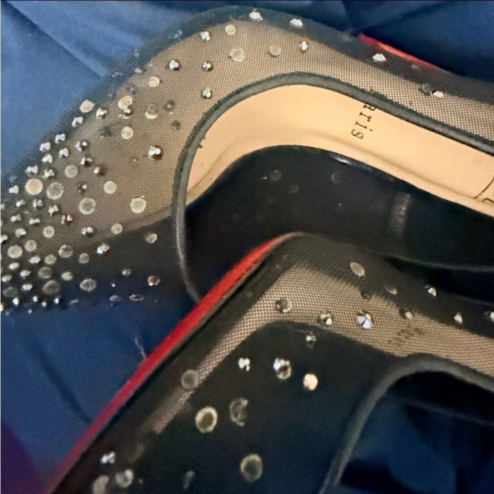 Christian Louboutin Black and Red Studded Heels